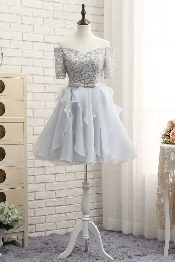 Off The Shoulder Lace Custom Made A-line Elegant Bowknot Sexy Short Homecoming Dresses BA7096-newarrivaldress