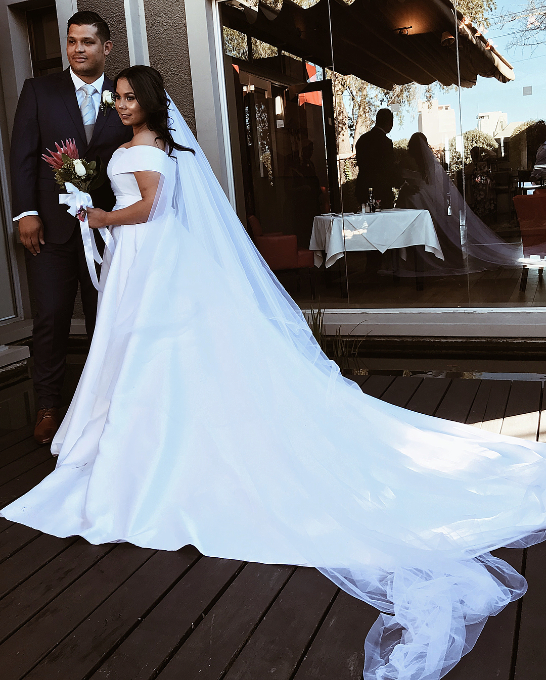 Elegant Off The Shoulder Satin Wedding Dresses | A-line Bridal Gowns With Sweep Train-newarrivaldress