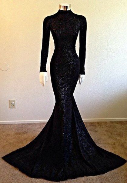 High Neck Long Sleeve Black Long Prom Dresses | Vintage Lace Mermaid Formal Evening Dress BA5158-newarrivaldress