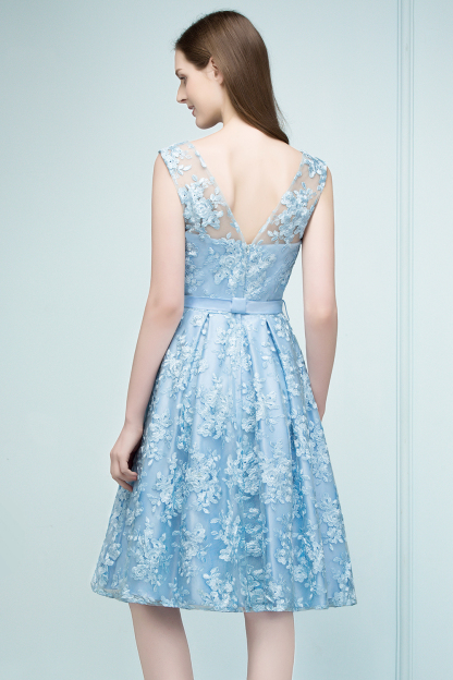 RENATA | A-line Sleeveless Knee Length Appliques Homecoming Dresses with Robbin Sash-newarrivaldress