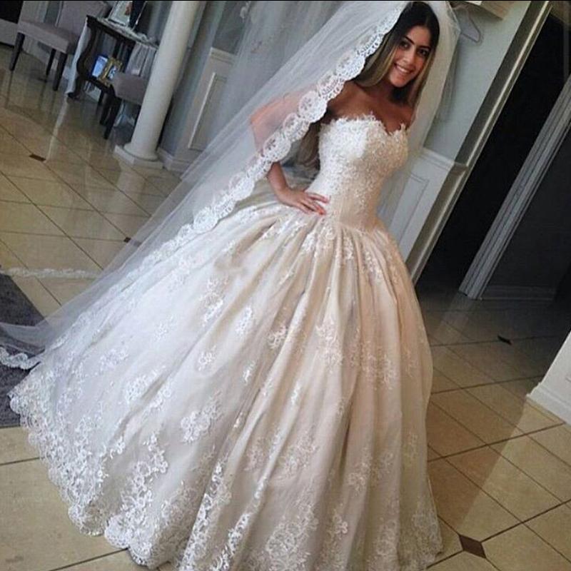 Gorgeous Lace Sweetheart-Neck Princess Ball-Gown Wedding Dresses-newarrivaldress