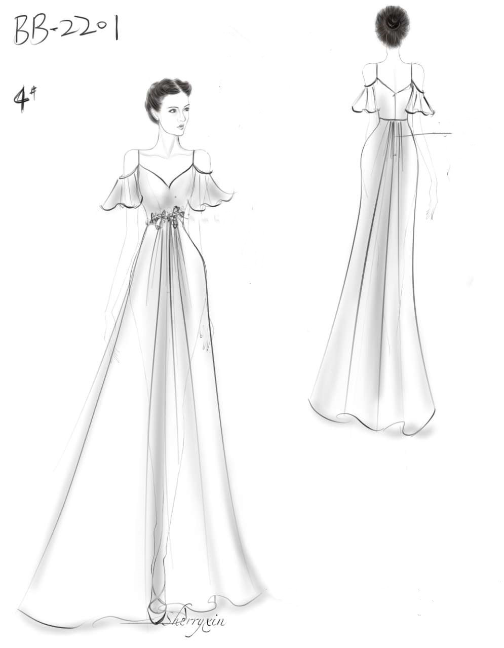 Ruffles Spaghetti Straps Chiffon Bridesmaid Dress Aline Wedding Guest Dress with Pockets-newarrivaldress