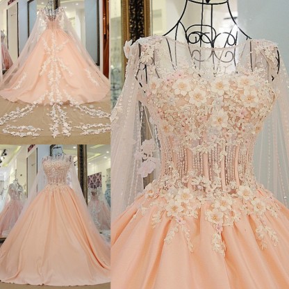 Stunning Floor-Length Appliques Sweep Train A-Line Tulle Beading Prom Dresses-newarrivaldress