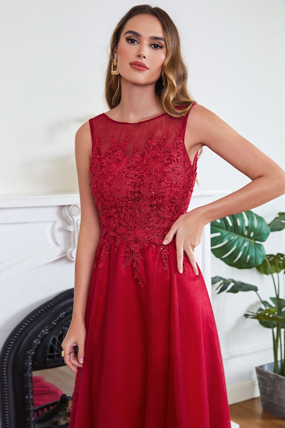 ABRIL | A-line Court Train Tulle Evening Dress with Appliques-newarrivaldress