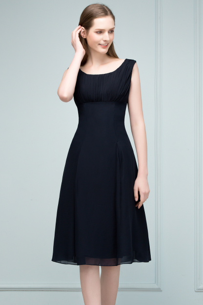 SUZANNE | A-line Tea Length Sleeveless Ruffled Chiffon Bridesmaid Dresses-newarrivaldress
