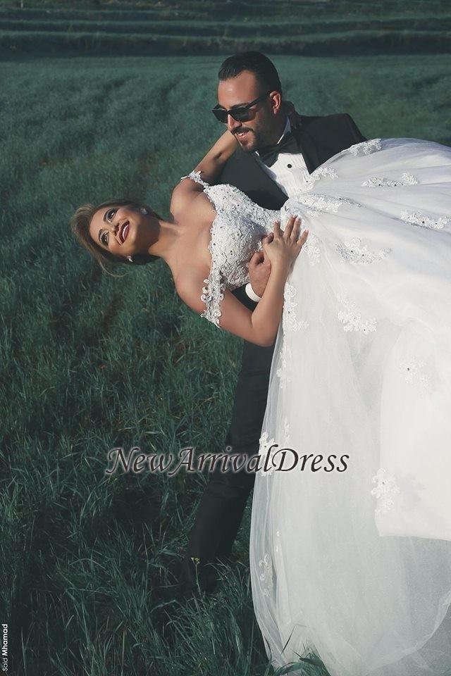 Beading Lace Custom Made Amazing Straps Ball Gown Wedding Dresses-newarrivaldress