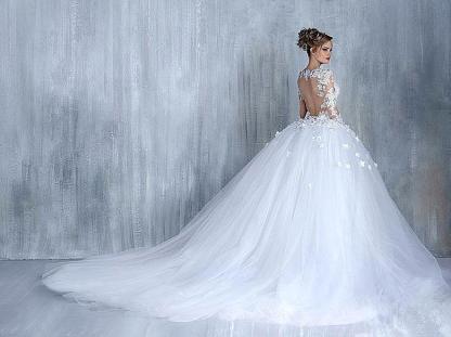 New Arrival Long Sleeve Lace Bridal Gowns Tulle Open Back Court Train Wedding Dresses-newarrivaldress