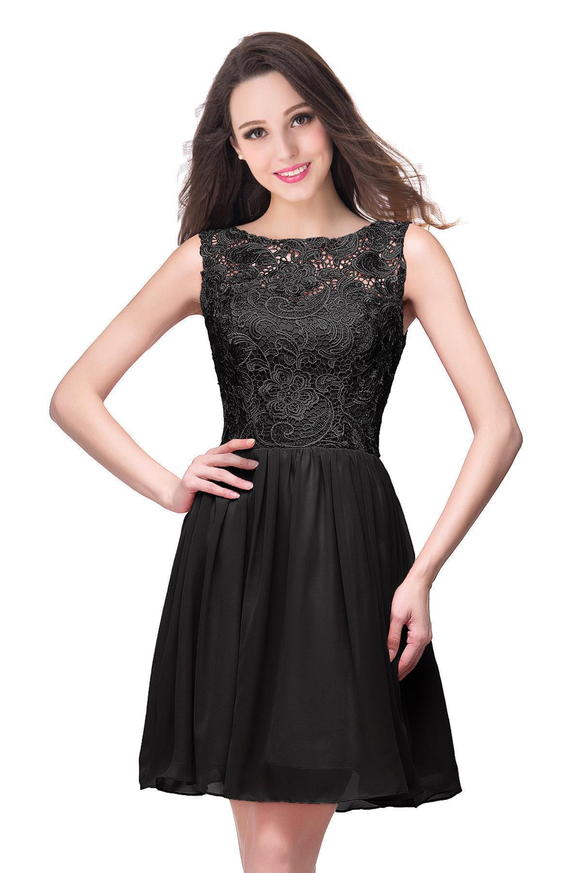 ELIANA | A-line Short Sleeveless Bateau Chiffon Ruffles Lace Top Prom Dresses-newarrivaldress