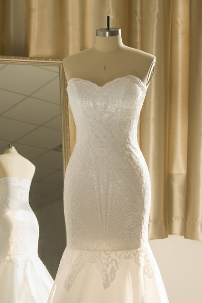 Sweetheart White Shiny Sequins Mermaid Prom Dress Backless Long Evening Gown-newarrivaldress