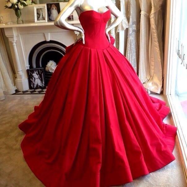 Red Wedding Dresses Online Ball Gown Sweetheart Strapless Sleevesless Floor Length Bridal Wears-newarrivaldress