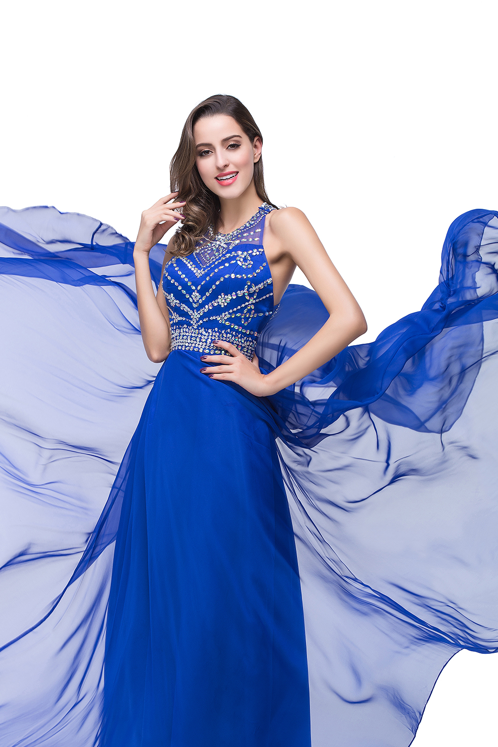 ELLA | A-line Crew Floor-length Sleeveless Tulle Prom Dresses with Crystal Beads-newarrivaldress