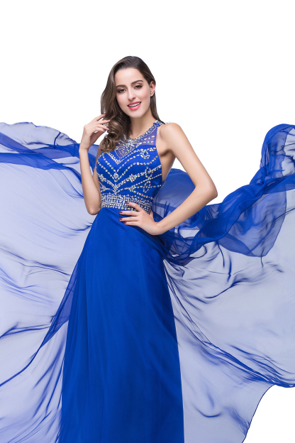 ELLA | A-line Crew Floor-length Sleeveless Tulle Prom Dresses with Crystal Beads-newarrivaldress