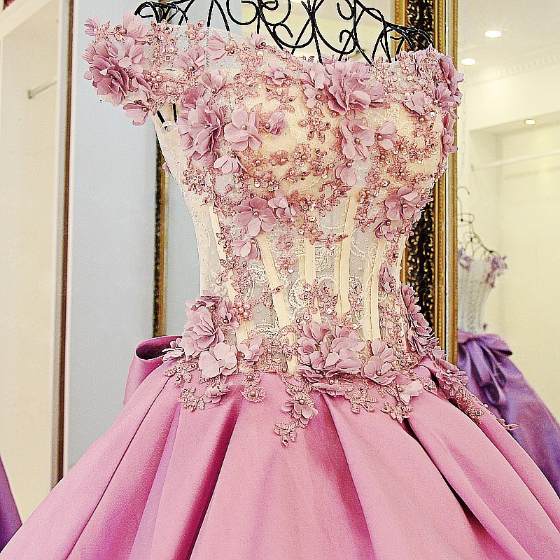 Lace Court Train A-Line Ball Gown Applique Bow Evening Dresses-newarrivaldress