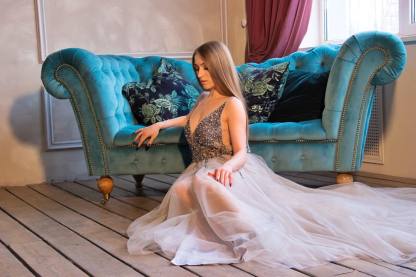 Straps Beadings Sleelvess Tulle Long Evening Dress-newarrivaldress