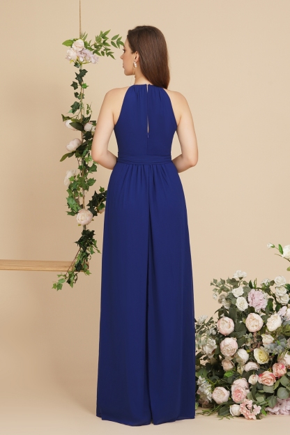 ROSALIND | A-line Halter Floor Length Burgundy Bridesmaid Dresses with Bow Sash-newarrivaldress