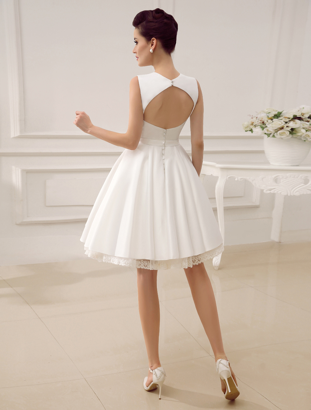 Short Wedding Dresses Satin 1950'S Vintage Bridal Queen Dress Exclusive-newarrivaldress