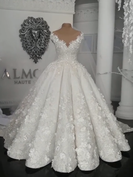 Gorgeous Ball Gown Wedding Dresses | Off The Shoulder Flowers Beaded Bridal Gowns-newarrivaldress
