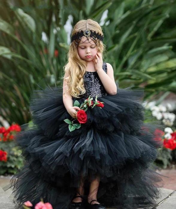 Black Sleeveless Tulle Flower Girl Dress PettiSkirt Ball Gown-newarrivaldress