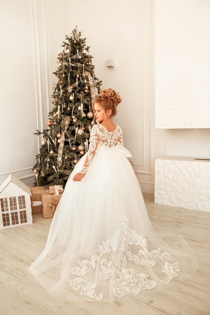 Lovely Long Sleeves Tulle Flower Girl Dress Aline Party Dress for Bride-newarrivaldress