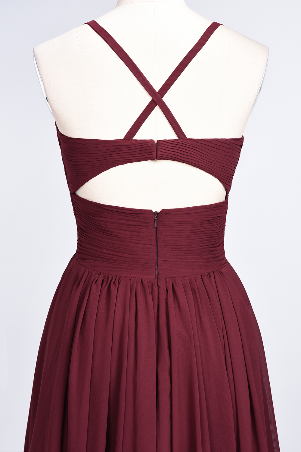Elegant Princess Chiffon Spaghetti-Straps V-Neck Sleeveless Floor-Length Bridesmaid Dress with Ruffles-newarrivaldress