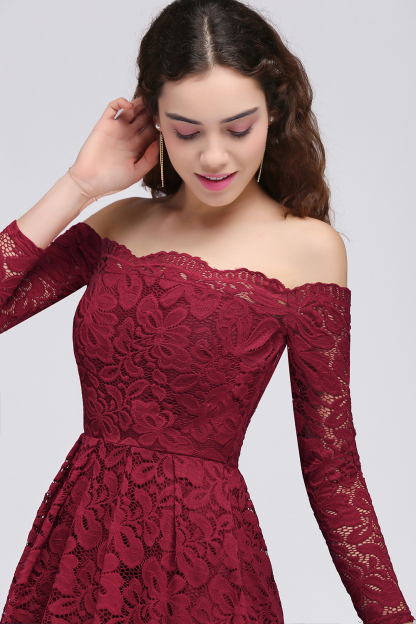 BRINLEY | A-Line Off-the-Shoulder Short Lace Burgundy Homecoming Dresses-newarrivaldress
