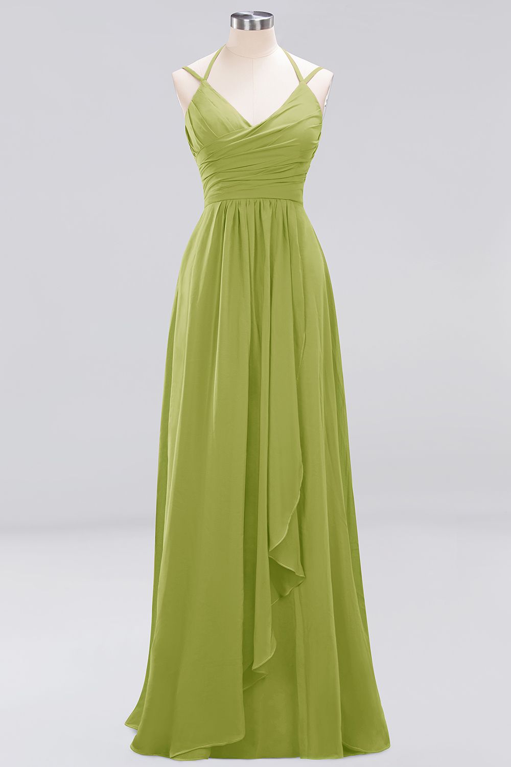 A-line Chiffon Spaghetti Straps Sleeveless Ruffles Floor-Length Bridesmaid Dresses-newarrivaldress