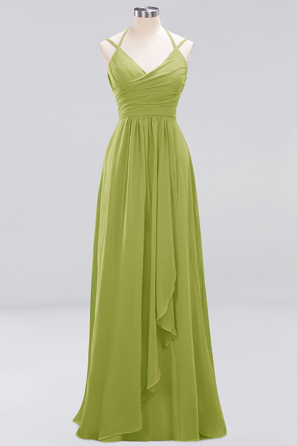 A-line Chiffon Spaghetti Straps Sleeveless Ruffles Floor-Length Bridesmaid Dresses-newarrivaldress
