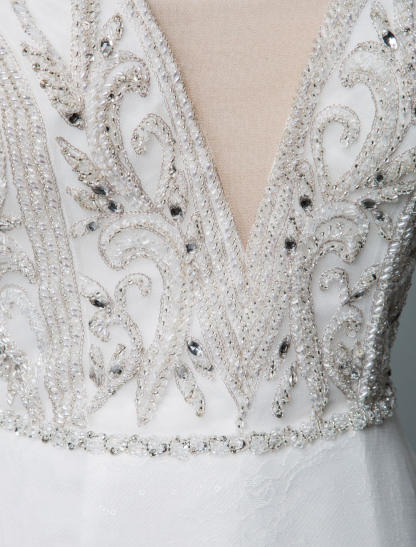 Beach Wedding Dress A Line Sleeveless V Neck High Split Floor Length Backless Sexy Bridal Gown-newarrivaldress