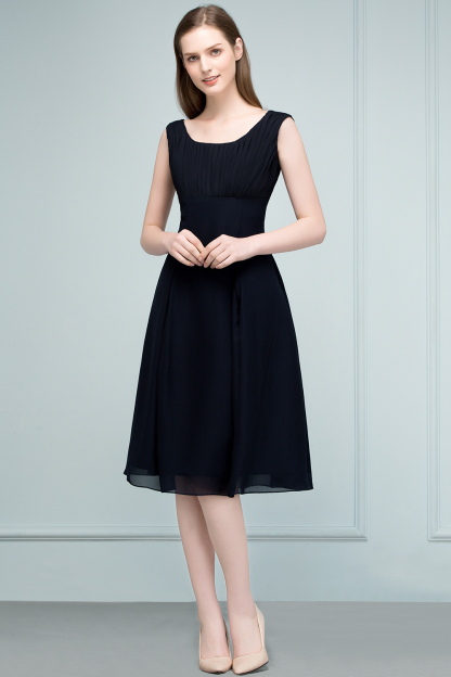 SUZANNE | A-line Tea Length Sleeveless Ruffled Chiffon Bridesmaid Dresses-newarrivaldress