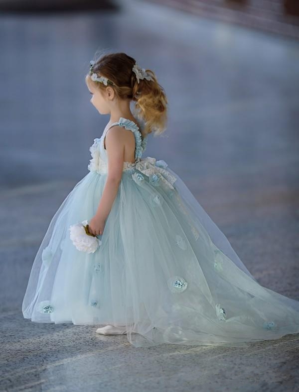 Light Sky Blue Princess Flower Girl's Dresses Sleeveless Ball Gown Party Dress for Kids-newarrivaldress
