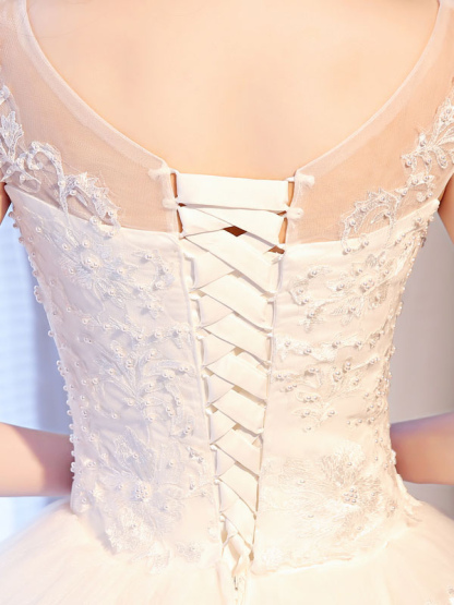 Princess Wedding Dresses Lace Beaded Ball Gowns Sleeveless Floor Length Bridal Dress-newarrivaldress