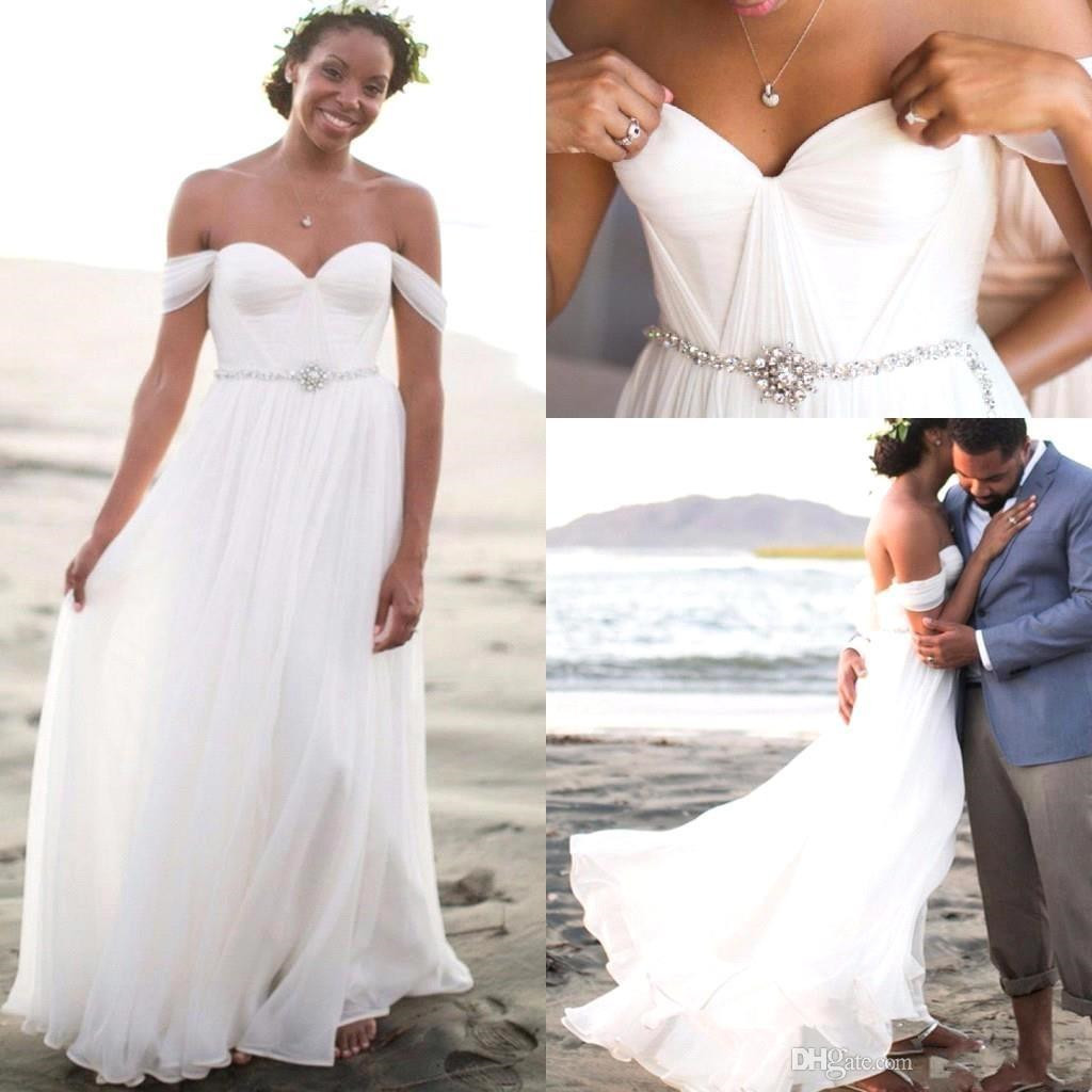 Off The Shoulder Summer Beach Wedding Dresses | Chiffon Bridal Gowns Online-newarrivaldress