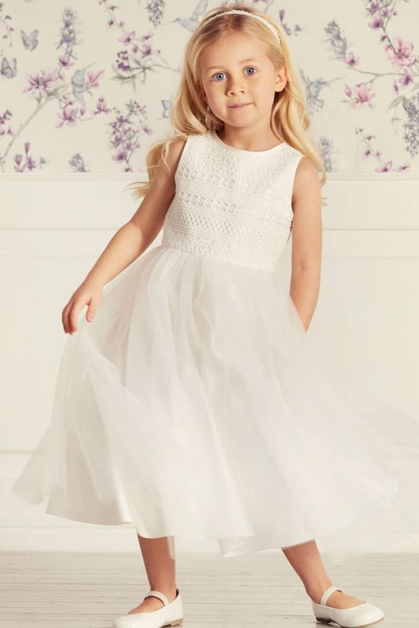 Tulle Lace Flower Girl Dress Jewel Neck Birthday Party Dress-newarrivaldress