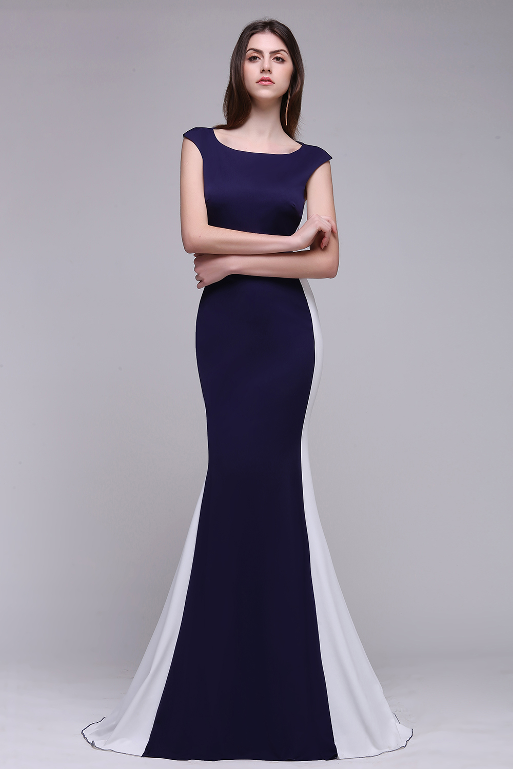 BLAKE | Sheath Scoop Floor-Length Dark Navy Evening Dresses-newarrivaldress