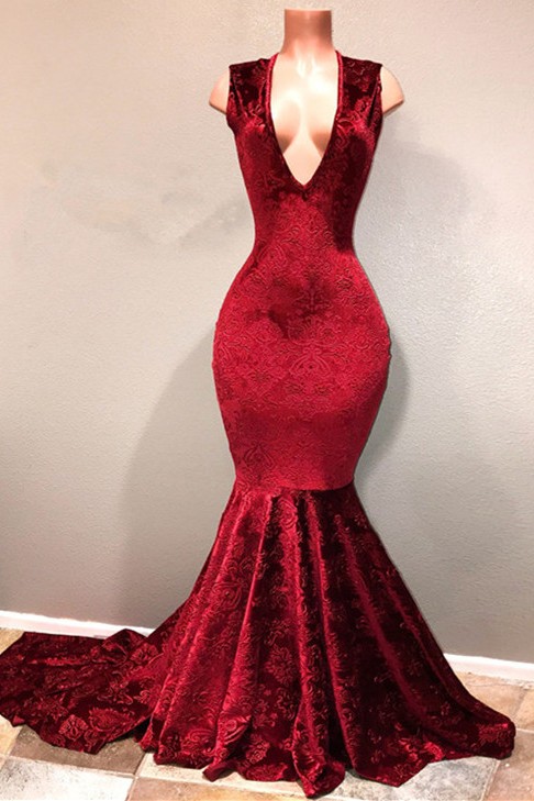 Modest Velvet Mermaid Straps Prom Dresses | Affordable Prom Dresses BA8205-newarrivaldress