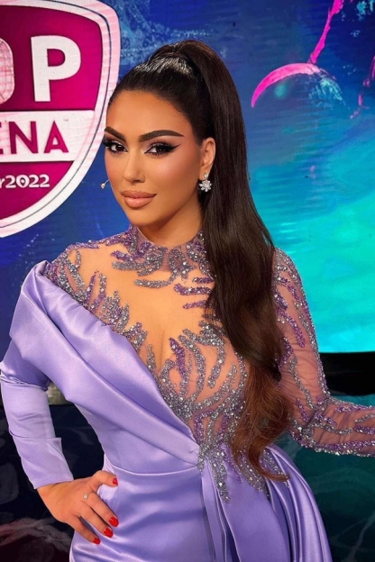 Sexy Lilac Satin Short Party Wear Dress Glitter Long Sleeves Prom Dress with Train-newarrivaldress