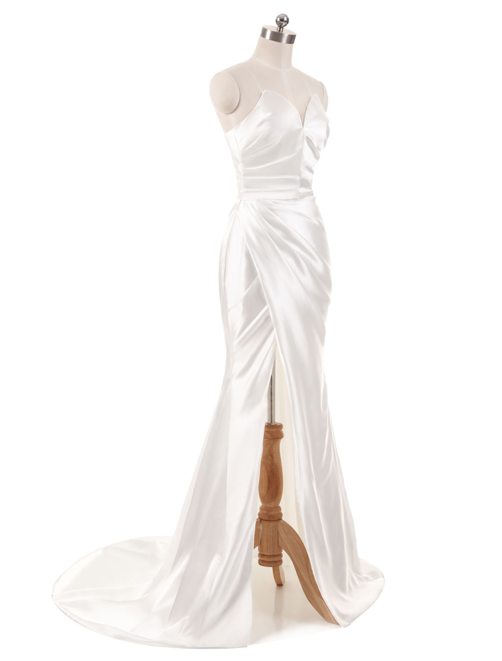Ivory Wedding Dresses Strapless Mermaid Evening Dresses V Neck Sleeveless Split Beach Bridal Gown With Court Train-newarrivaldress