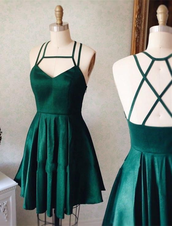 New Arrival Mini Green Sleeveless Spaghetti Straps Sexy Short Homecoming Dresses-newarrivaldress
