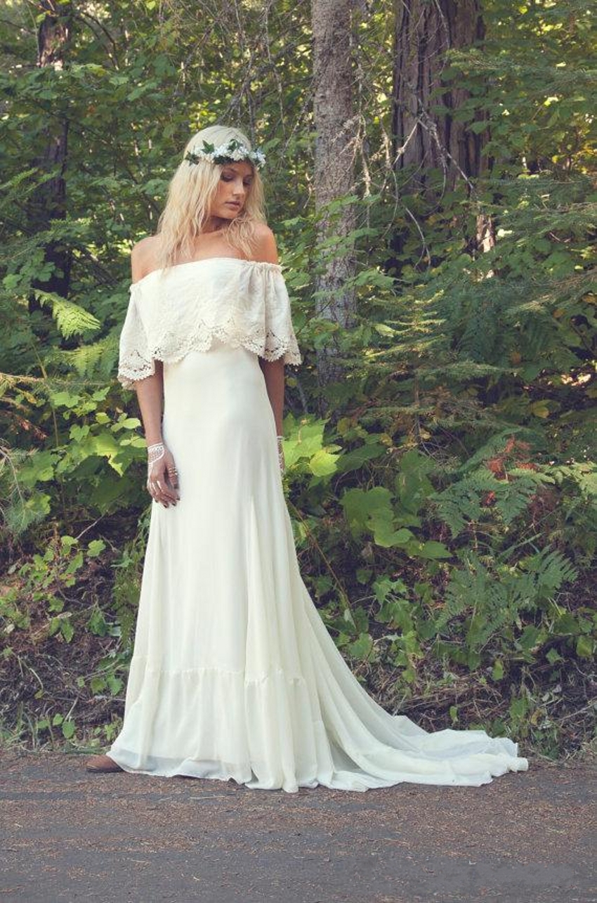 Sesxy Bohemian Wedding Dresses | Off The Shoulder Boho Beach Wedding Gown BO6883-newarrivaldress