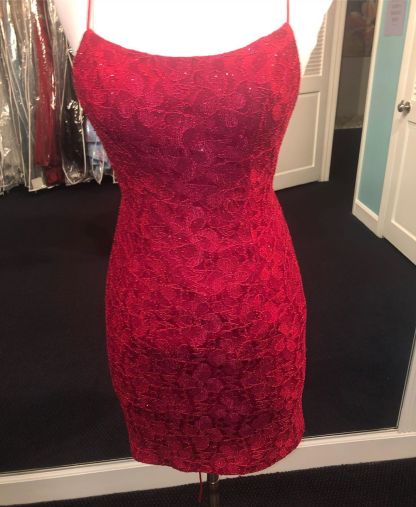 Sheath Spaghetti Straps Sleeveless Sexy Short Homecoming Dresses | Lace Mini Tight Cocktail Dress-newarrivaldress