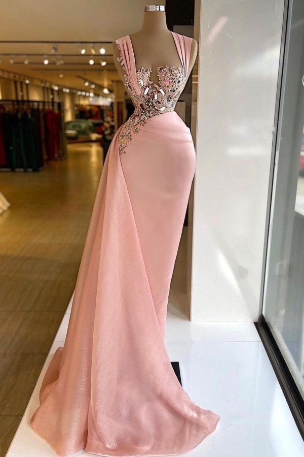 Stunning Sleeveless mermaid Prom Dress Sparkly Sequins with Sweep train-newarrivaldress