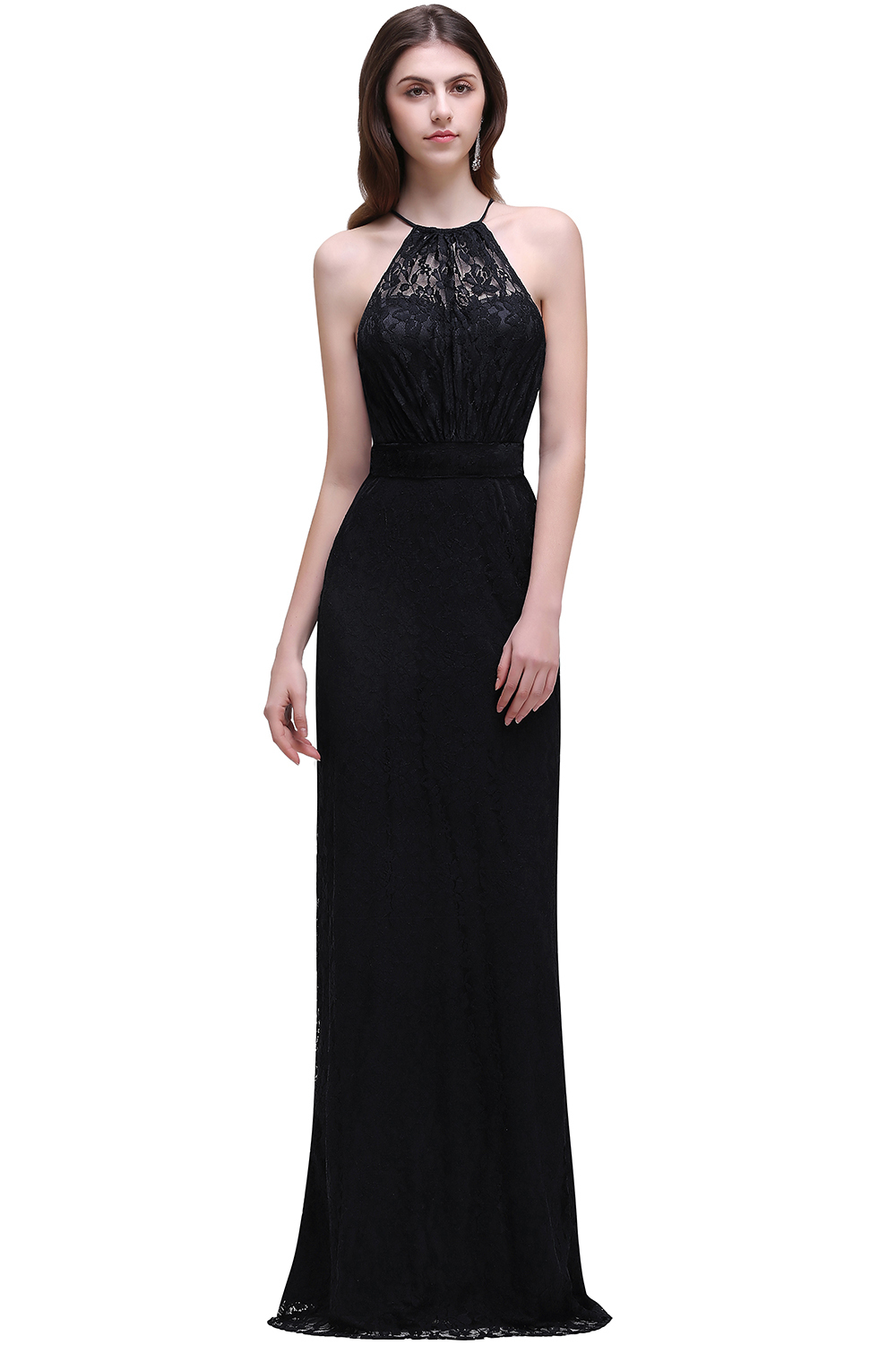 CHARLEE | Column Floor length Halter Navy blue Prom Dress-newarrivaldress