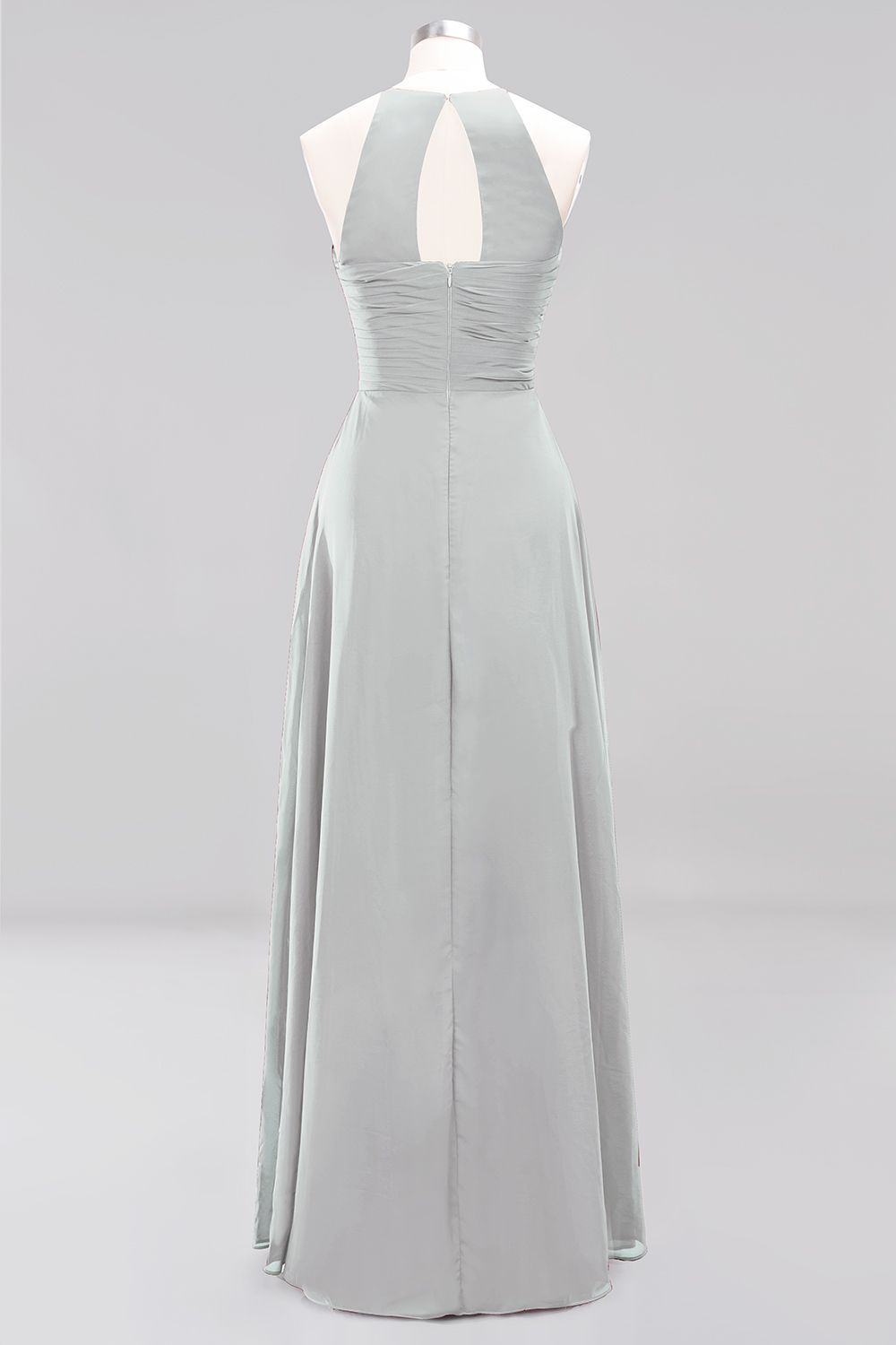 Halter Pleated Bridesmaid Dress Chiffon Sleeveless Floor Length Wedding Guest Dress-newarrivaldress