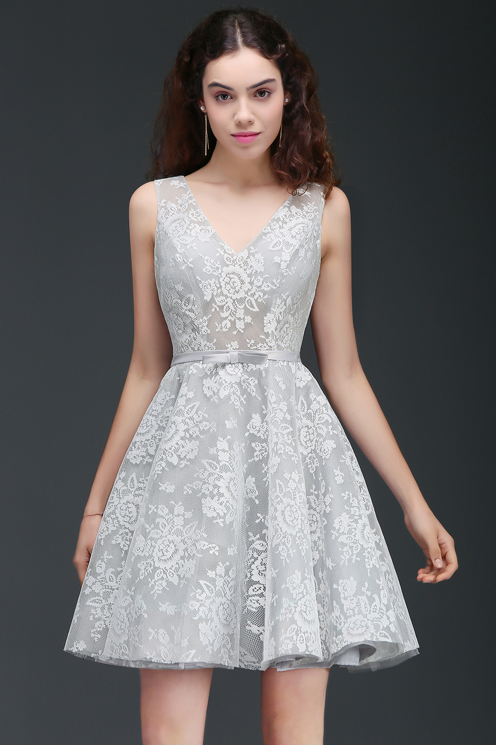 ALEAH | A Line Strtaps Lace Cocktail Homecoming Dresses With Sash-newarrivaldress