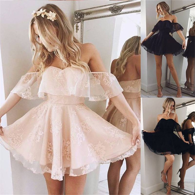Peach Sexy Party Lace Short Off-Shoulder Cocktail Dresses Ck067-newarrivaldress
