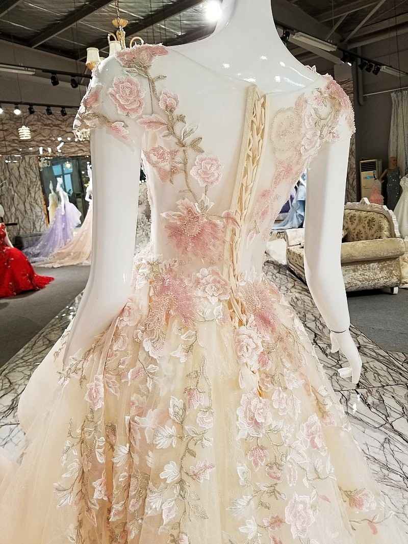 Chic Bateau Sleeveless A Line Floor-length Beadings Appliques Hi-Lo Prom Dress-newarrivaldress