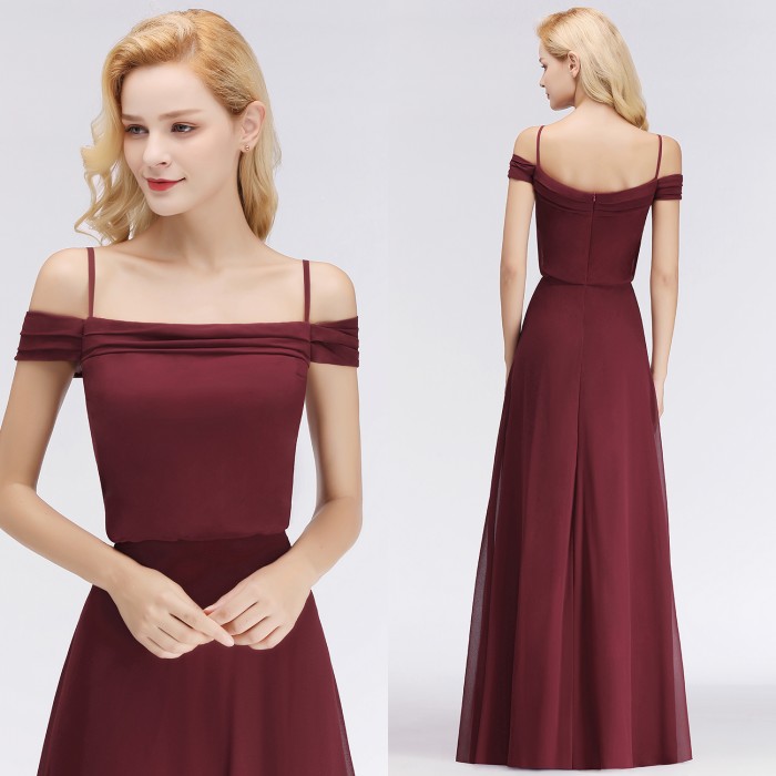 Long Mermaid Off-the-Shoulder Elegant Burgundy Bridesmaid Dress-newarrivaldress