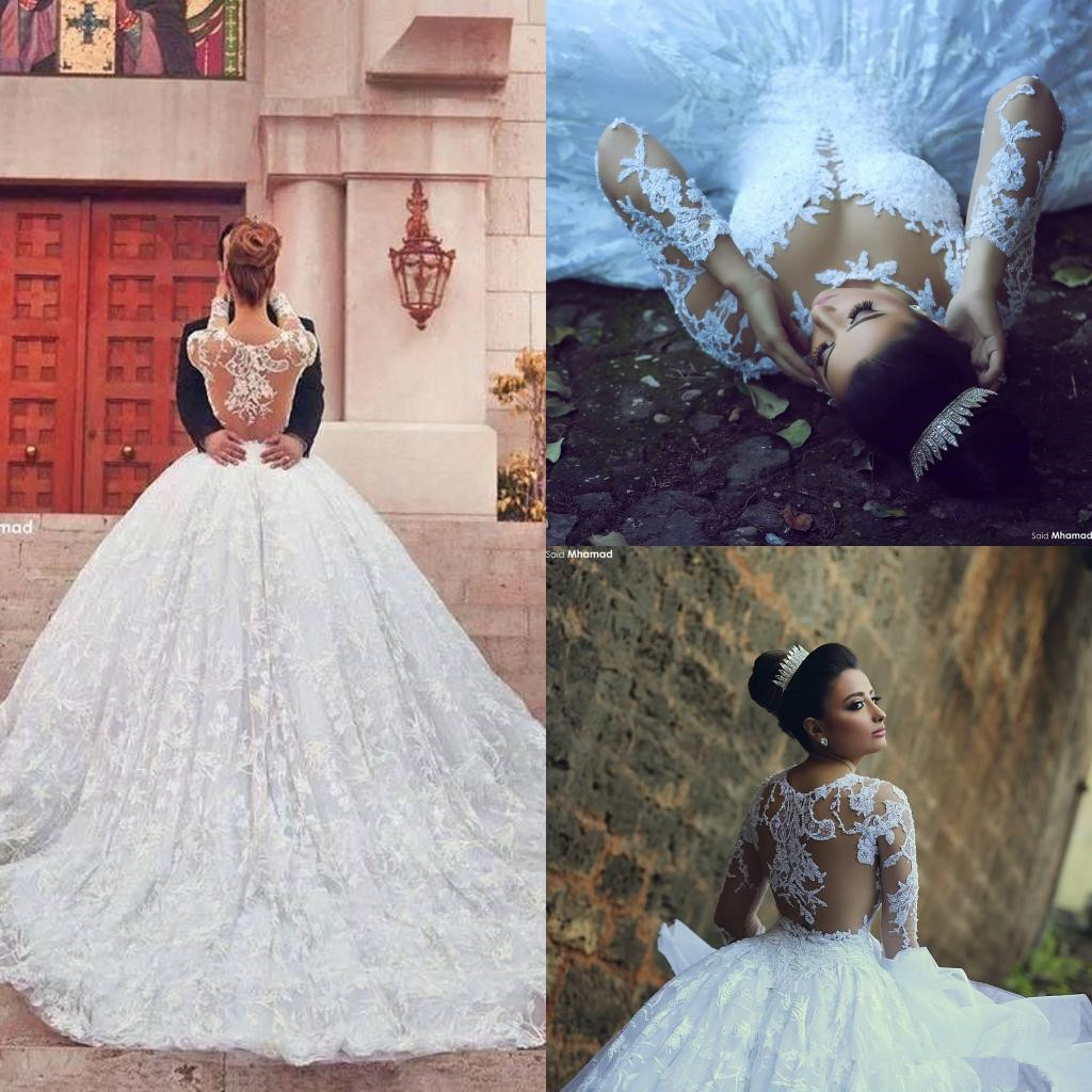 Long Sleeve Ball Gown Wedding Dress Court Train Custom Made Bridal Gowns-newarrivaldress