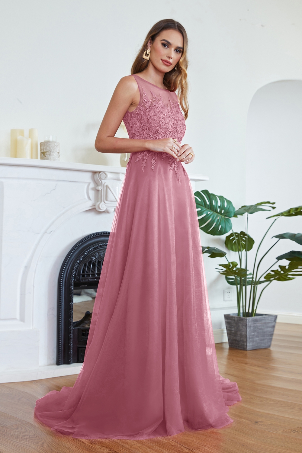 ABRIL | A-line Court Train Tulle Evening Dress with Appliques-newarrivaldress