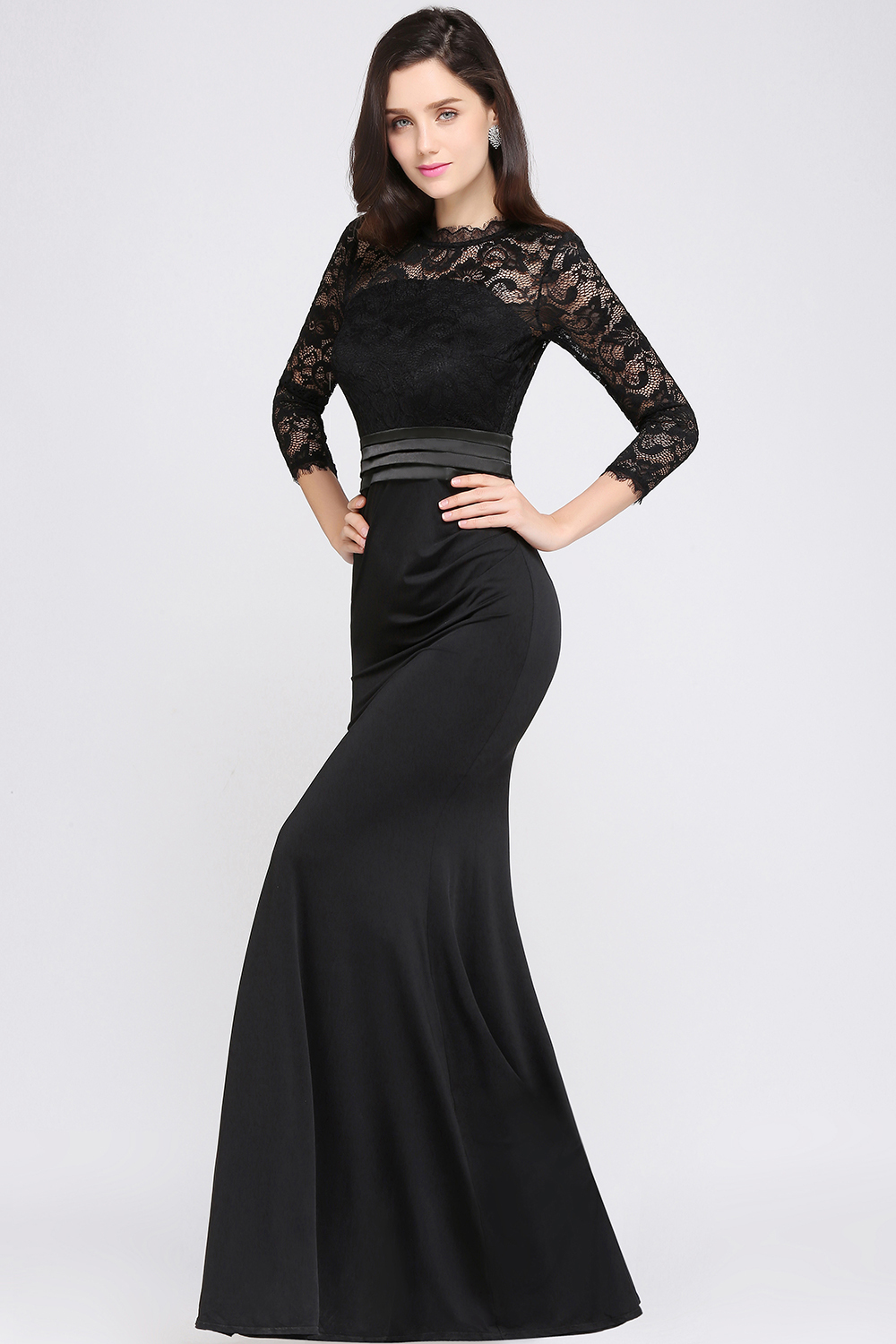 ARIANNA | Sheath High Neck Black Elegant Evening Dresses with Lace-newarrivaldress